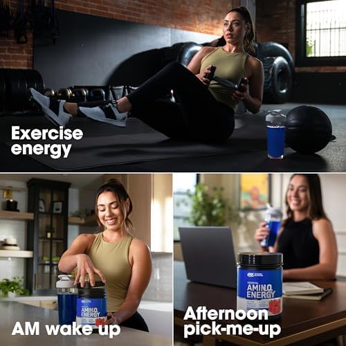 Optimum Nutrition Amino Energy - Pre Workout with Green Tea, BCAA, Amino Acids, Keto Friendly, Green Coffee Extract, Energy Powder - Blue Raspberry, 65 Servings (Packaging May Vary)
