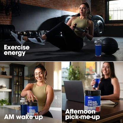 Optimum Nutrition Amino Energy - Pre Workout with Green Tea, BCAA, Amino Acids, Keto Friendly, Green Coffee Extract, Energy Powder - Blue Raspberry, 65 Servings (Packaging May Vary)