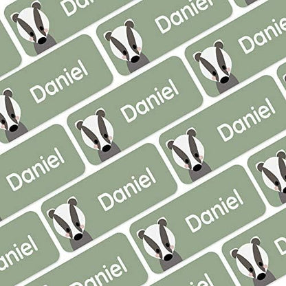 – Personalized Name Labels for Kids (120) – Waterproof & Durable Stickers for Clothing, School & Daycare Items - Forest Animals