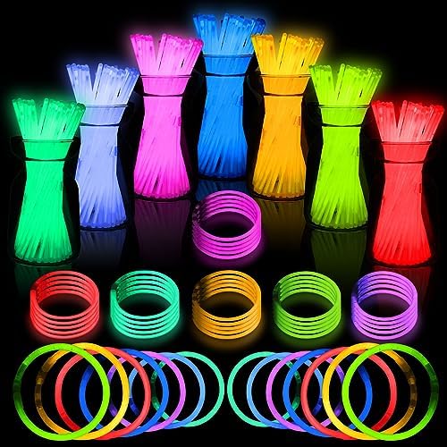 Ultra Bright Christmas Glow Sticks - 500PRO Party Pack with Connectors for Christmas, Neon Birthday and Holidays - Multicolor 8" Glow Sticks Necklaces Bulk