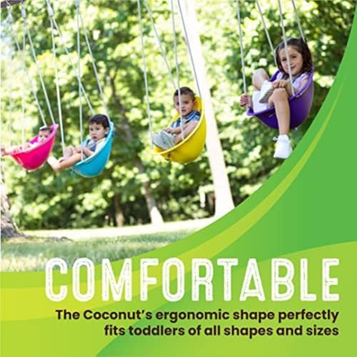 Swurfer Coconut Toddler Swing – Comfy Baby Swing Outdoor, 3- Point Adjustable Safety Harness, Secure, Safe Quick Click Locking System, Blister-Free Rope, Easy Installation, Ages 6-36 Months