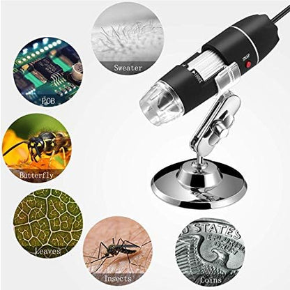 40 to 1000x Magnification Endoscope, 8 LED USB 2.0 Digital Microscope, Mini Camera with OTG Adapter Metal Stand, Compatible with Mac Windows 7 8 10 11 Android Linux Chrome Not for iPhone/iPad