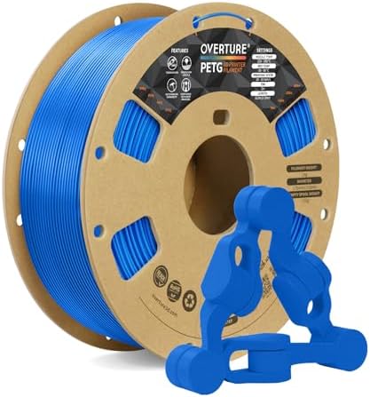 OVERTURE PETG 3D Printer Filament 1.75mm, Neatly Wound Durable PETG 1kg Spool (2.2lbs), Strong Toughness Filament, Dimensional Accuracy +/- 0.02mm, Fit Most FDM Printers (Digital Blue)