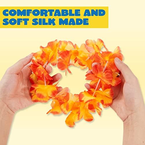 JOYIN 120 Counts Hawaiian Leis Bulk, Colorful Tropical Flower Leis for Kids Adults Hawaiian Beach Luau Party Favors Decorations