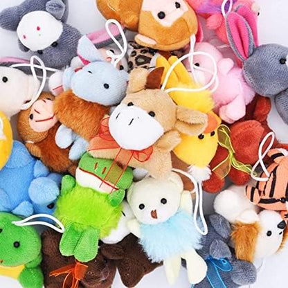 JOYIN 24 Pack Mini Animal Plush Toy Assortment (24 Units 3" Each), Animals Keychain Decoration for Kids, Small Stuffed Animal Bulk for Kids, Carnival Prizes, School Gifts, Valentine's Day Party Favors