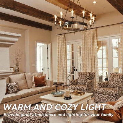 TJOY LED Candelabra Bulbs Dimmable, 60W Equivalent Chandelier Light Bulb, E12 Small Base, 4.5W 2700K Soft Warm White, B11 Vintage Filament Clear Glass Candle Light for Ceiling Fan Chandeliers, 12Pack