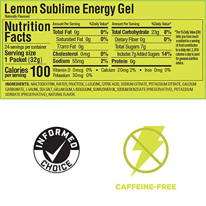 GU Energy Original Sports Nutrition Energy Gel, Vegan, Gluten-Free, Kosher, and Dairy-Free On-the-Go Energy for Any Workout, 24-Count, Lemon Sublime