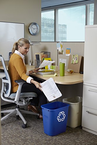 Rubbermaid Commercial Products Deskside Recycling Can, 7-Gallon/28-Quart, Blue Recycling Symbol, Plastic, for Bedroom/Bathroom/Office/Under Desk/Sink