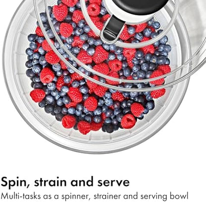 OXO Good Grips Salad Spinner | Lettuce Spinner | Fruit Washer | Fruit Washing Bowl with Strainer | Vegetable Cleaner | Salad Cleaner | Lettuce Washer | 6.22 Quart Capacity