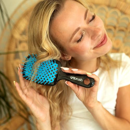 FHI Heat UNbrush Detangling Brush for Pain-Free Brushing on All Wet or Dry Hair Types — Durable DuoFlex Anti-Static Bristles, Lightweight Handle, Vented Hair Brush
