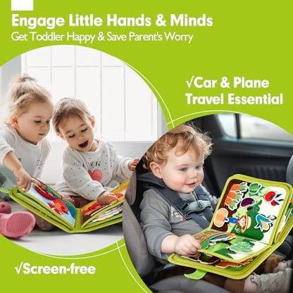 hahaland Busy Book for Toddlers 1-3 - Montessori Toys Busy Board for 1 Year Old Boy Gifts Girl Toys Educational Learning Quiet Activity Books Travel Toy One Year Old Birthday Christmas Toddler Gifts