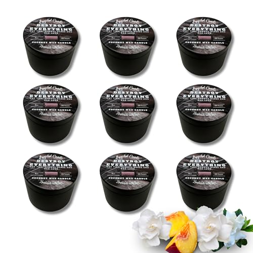 Destroy Everything Spiritual Candle to Cut Ties, Remove hexes and Bad luck | Energy cleansing | Soy Candles Non Toxic | Sage Candle | Cleanse Your Home & Calm, Soothe, Restore Body & Mind (Set Of 9)