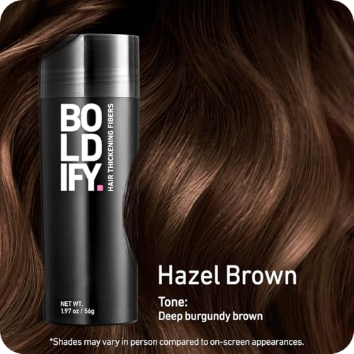BOLDIFY Hair Fibers (56g) - Fill In Thinning and Fine Hair for an Instantly Fuller, Thicker Look - 14 Shades for Women & Men - Hazel Brown