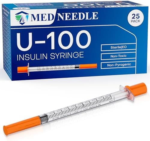 Insulin Syringe U-100 | 1cc with 31G 5/16" (8mm) Needle, Pack of 100