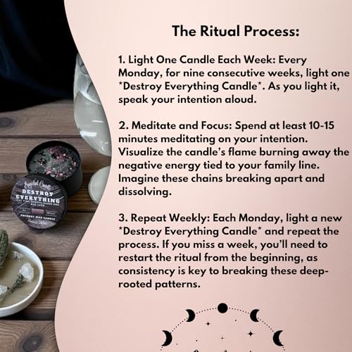 Destroy Everything Spiritual Candle to Cut Ties, Remove hexes and Bad luck | Energy cleansing | Soy Candles Non Toxic | Sage Candle | Cleanse Your Home & Calm, Soothe, Restore Body & Mind (Set Of 9)