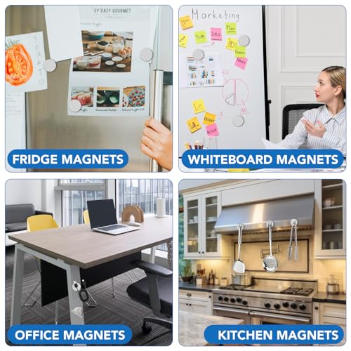 LOVIMAG Strong Neodymium Disc Magnets, Rare Earth Magnet with Double-Sided Adhesive for Fridge, DIY, Building, Scientific, Craft, and Office Magnets - 1.26 inch x 1/8 inch, Pack of 12