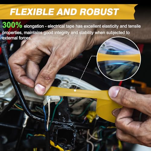Electrical Tape, 10 Rolls Professional Grade PVC Electric Tape, UL/CSA Listed ¾ in x 66 ft Insulating Vinyl Tape for Electrical, Repairs, Automotive and Equipment, Pro-36C, Yellow