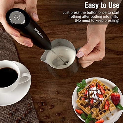 SIMPLETaste Milk Frother Handheld Battery Operated Electric Foam Maker, Drink Mixer with Stainless Steel Whisk and Stand for Cappuccino, Bulletproof Coffee, Latte