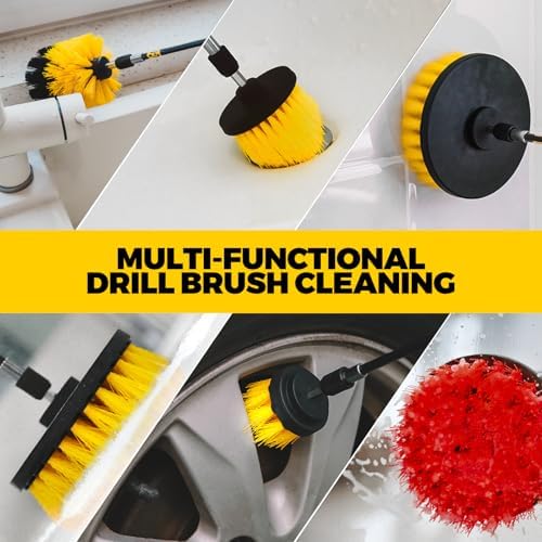 Holikme 22Pack Drill Brush Attachments Set,Scrub Pads & Sponge, Buffing Pads,Power Scrubber Brush,Car Polishing Pad Kit,Wax Applicator Pad,Car Cleaning Kit,Masonry Brushes,Cleaning Supplies