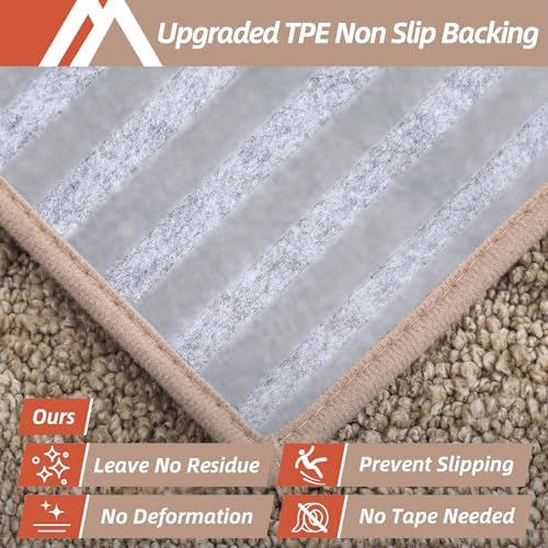 COSY HOMEER Edging Stair Treads Non-Slip Carpet Mat 28inX9in Indoor Stair Runners for Wooden Steps, Edging Stair Rugs for Kids and Dogs, 100% Polyester TPE Backing (15pc, Beige)
