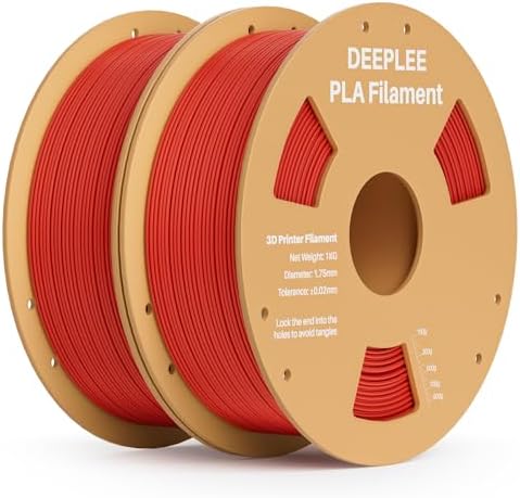 DEEPLEE PLA 1.75mm 3D Printer Filament, Dimensional Accuracy +/- 0.02mm, Neatly Wound, No Clogging, Vacuum Package, Fits for Most FDM 3D Printers, Cardboard Spool 2kg Red