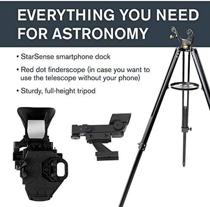 Celestron 22452 StarSense Explore LT114AZ Newtonian Reflector Telescope with Smartphone App-Enabled Technology - Includes Two Eyepieces, 2X Barlow Lens, Phone Dock and Height-Adjustable Tripod, Black
