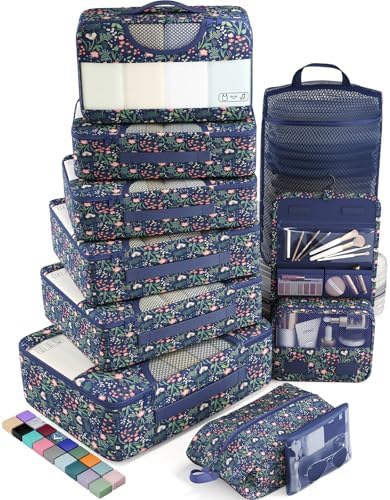 Veken 10 Set Packing Cubes for Travel Essential, Suitcase Organizer Bags in 4 Sizes, Carry-On Luggage Accessories with Large Laundry & Hanging Toiletry Bag, Must-Have for Airplane, Road Trip & Camping