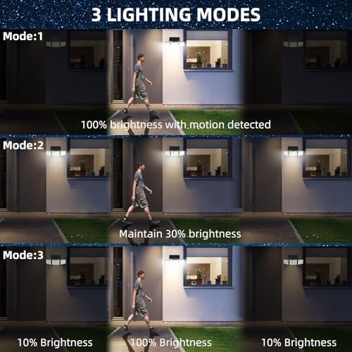 2500LM Solar Lights Outdoor with Motion Sensor,3 Head 270° Wide Angle Street Area Lights, IP65 Waterproof Security Lighting with 3 Modes(Non-Remote,2 Pcs)