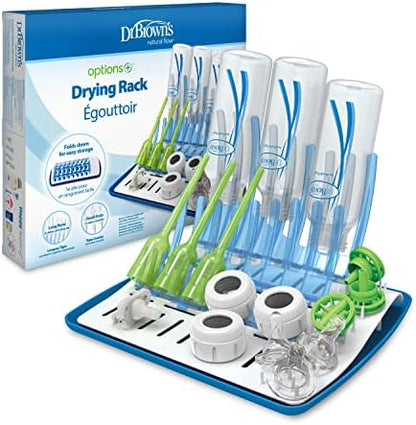 Dr. Brown's Baby Bottle Cleaning Brush with Sponge and Scrubber - Blue - 3pk and Universal Baby Bottle and Accessory Drying Rack