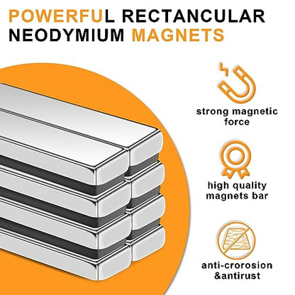MIKEDE 30 Pcs Strong Neodymium Bar Magnets with Epoxy Coating,Waterproof Magnets with Adhesive Backing for Tool Room, Kitchen, Crafts, Whiteboard, Cabinet Doors - 1.57 x 0.39 x 0.20 in