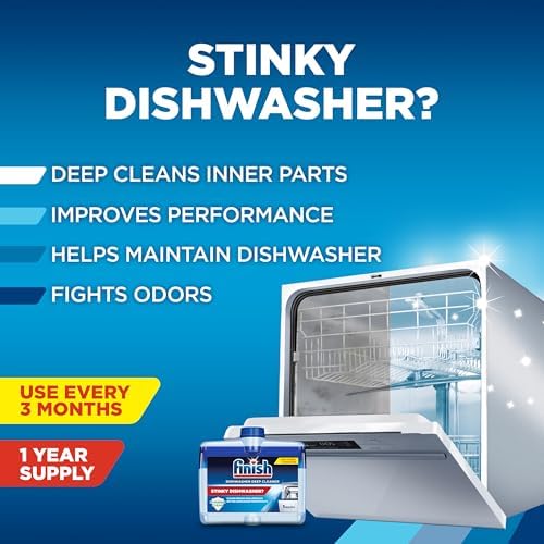 Finish Dishwasher Cleaner Liquid, Deep Cleans Hidden Grease & Limescale, Fights Odors & helps maintain Performance, 1 Year Supply, 8.45oz, 4 Bottle