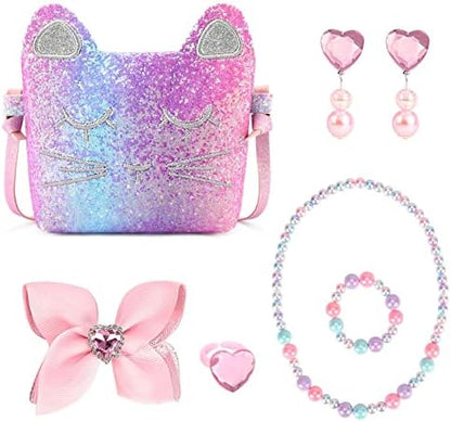 mibasies Purse for Little Girls Dress Up Jewelry Pretend Play Kids Accessories Mermaid Gifts