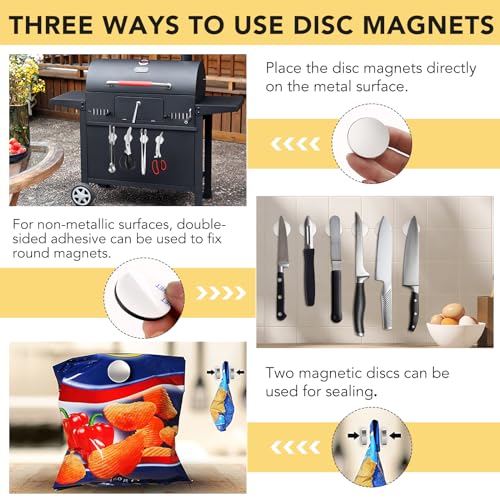 LOVIMAG Strong Magnets, Super Strong Round Magnets, 16Pack Magnets for Fridge, Magnets with Adhesive Backing for Office, Science,Whiteboard, DIY-1.26 inch x 1/8 inch (8 Black, 8 Silver)