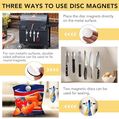 LOVIMAG Super Strong Neodymium Disc Magnets, Powerful Rare Earth Magnet with Adhesive Backing for Fridge, Craft, and Office Magnets - 1.26 inch x 1/8 inch, Pack of 12 (6 Black, 6 Silver)