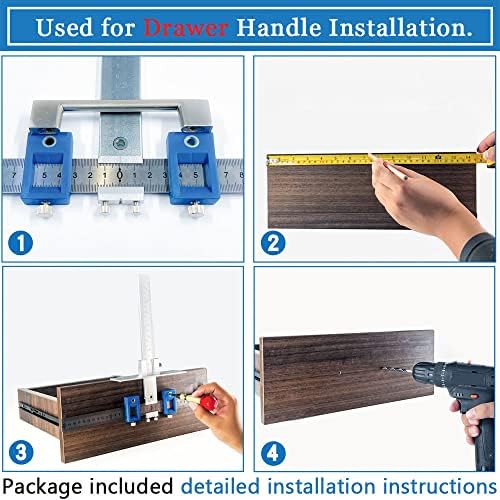 Cabinet Hardware Jig, King&Charles Metal Cabinet Handle Jig with Automatic Center Punch, Perfect Set - Avoid Jitter Caused by Direct Drilling, Use for Handles and Pulls on Drawers/Doors.