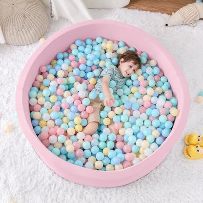47.2"x 13.8" Foam Ball Pit, Large Ball Pits for Toddlers, Soft Round Playpen Ball Pool for Kids, Ideal Gift for Child Indoor and Outdoor Game, Pink(Balls not Included)