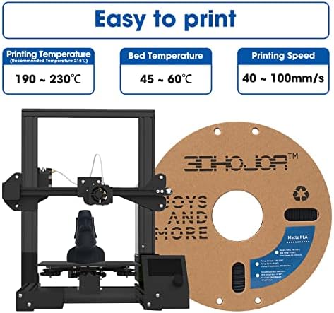 Matte PLA Filament 1.75mm, Upgrade Matte 3D Printer PLA Filament, 1KG*2 Bundle Cardboard Spool 3D Printing Filament for 3D Printers(Matte Black 2Pack)
