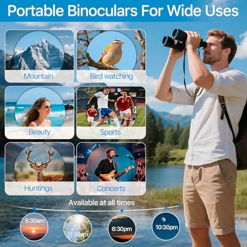 20x50 High Power Binoculars for Bird Watching 28mm Large Eyepiece Life Waterproof Binoculars for Hunting Hiking Concert Travel with Smartphone Adapter BAK4 Prism FMC Lens, Black