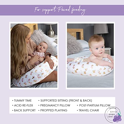 Little Grape Land Nursing Pillow, Breast Feeding Pillows for Mom, Butterfly Soft Cover with Breathable Filling, Feeding Support Pillow for 0-12 Months, Multifunctional Support Cushion for Travel
