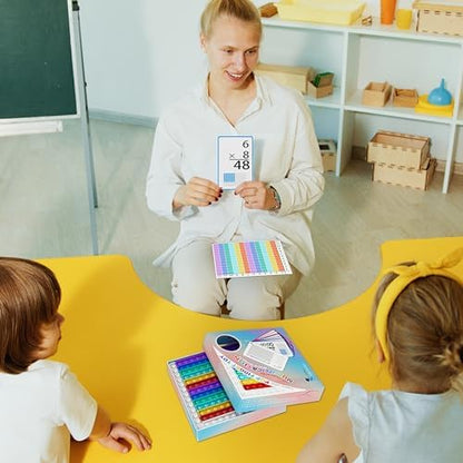 COOVA Multiplication Flash Cards + Multiplication Chart - Math Manipulatives Fact Cards - Mutiplication Game Flashcards - Times Table Multiplication Flash Cards 3rd Grade, 4th, 5th, 6th Grade