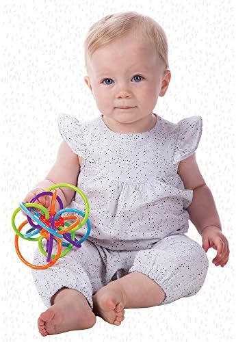 Manhattan Toy Winkel Rattle & Sensory Teether Toy, Blue/Green/Orange, 5 Inch x 4 Inch x 3.5 Inch