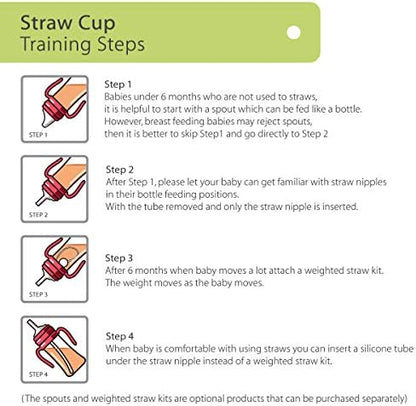 GROSMIMI Spill Proof no Spill Magic Sippy Cup with Straw with Handle for Baby and Toddlers, Customizable, PPSU, BPA Free 6 oz (Pink)