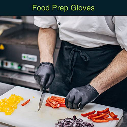 Disposable Black Nitrile Gloves Medium 200 Count - Extra Thick 4.5 Mil - Powder and Latex Free Rubber Gloves - Surgical Medical Exam Gloves - Food Safe Cooking Gloves