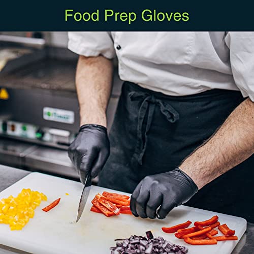 Disposable Black Nitrile Gloves Large 200 Count - Extra Thick 4.5 Mil - Powder and Latex Free Rubber Gloves - Surgical Medical Exam Gloves - Food Safe Cooking Gloves