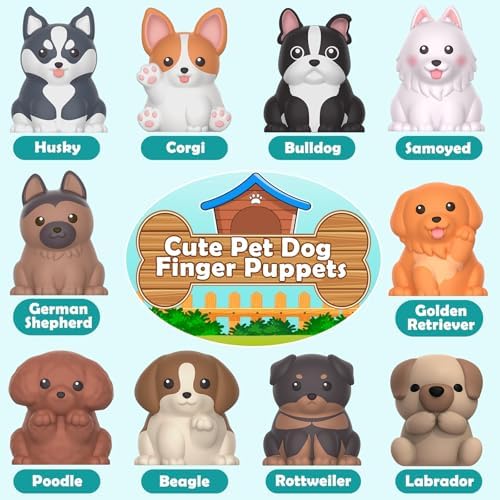 Learning Toys for Toddlers 1 2 3 Year Old Toddlers, 20Pcs Puppy Finger Puppets for Kids, Montessori Counting, Matching & Sorting Toy, Christmas Birthday Gifts for Baby Boys Girls Age 12-18 Months