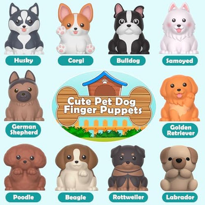 Learning Toys for Toddlers 1 2 3 Year Old Toddlers, 20Pcs Puppy Finger Puppets for Kids, Montessori Counting, Matching & Sorting Toy, Christmas Birthday Gifts for Baby Boys Girls Age 12-18 Months