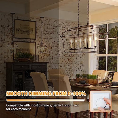 Dimmable E12 Candelabra LED Light Bulbs 40W Equivalent, 2700K Soft Warm White Chandelier Light Bulbs, 4W 460 LM Flame Tip Candle Light Bulbs, 12-Pack