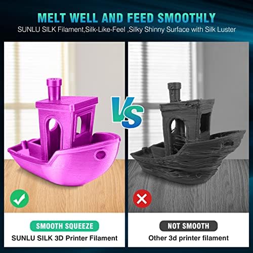 SUNLU 3D Printer Filament Bundle, PLA+ Silk Filament Multicolor 1.75mm, Individually Vacuum Packed, 250G Spool, 8 Rolls, 2kg in Total, Light Gold+Silver+Purple+Red+Orange+Yellow+Pink+Bronze