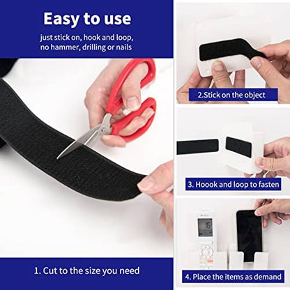 Art3d 10ft x 2 in. Hook and Loop Rolls Sticky Back, Double-Sided Adhesive Strip,Heavy Duty