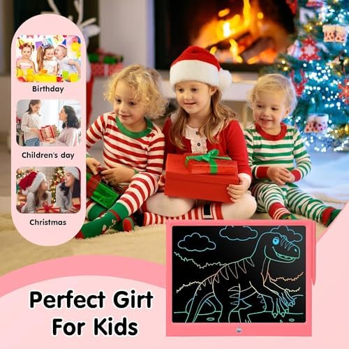 EooCoo Toys for Ages 4-8, 15 Inch LCD Writing Tablet, Drawing Pad Doodle Board, No Mess Coloring Books for Kids, Toddler Travel Essentials Girls Gift, Educational Toy for 4 5 6 7 8 Years Old Kid